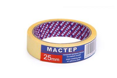Малярна стрічка "Мастер" 25мм жов.(9сп,54 шт/ящ) (упаковка 54 шт)