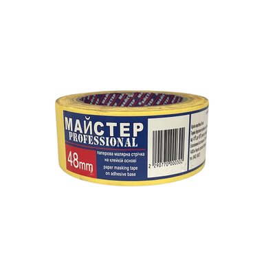 Малярна стрічка"Майстер"48мм жов.(4сп.24 шт/ящ)Pro (упаковка 24 шт)