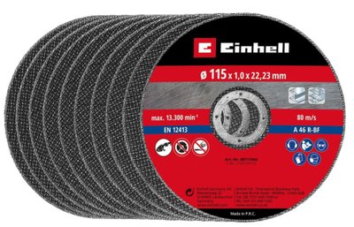 Диск відрізний по металу Einhell, 115х1,0х22,23 мм, 10 шт.