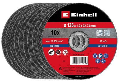 Диск відрізний по металу Einhell, 125х1,0х22,23 мм, 10 шт.