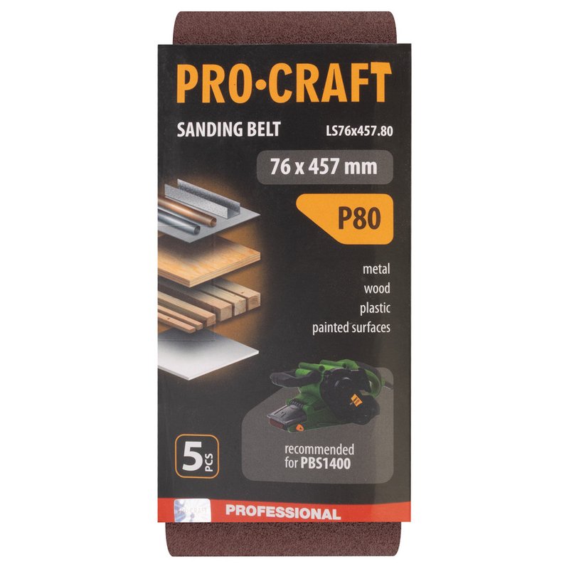 Стрічка шліфувальна Procraft LS76x457.80 (5 шт)