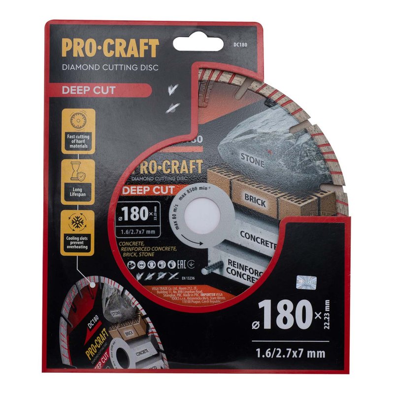 Алмазний диск Procraft DC180 180мм 22,23мм 2.7 мм