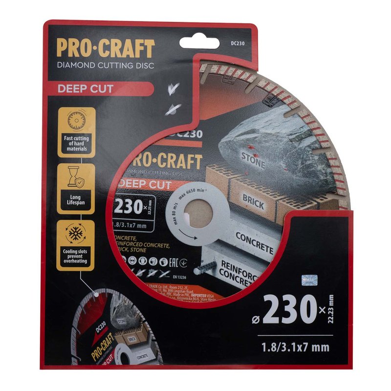 Алмазний диск Procraft DC230 230мм 22,23мм 3.1 мм