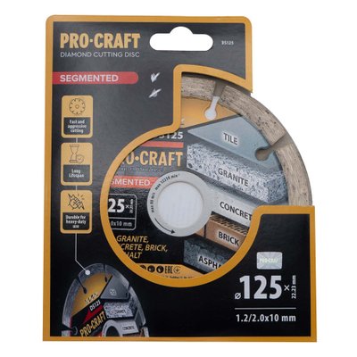 Алмазний диск Procraft DS125 125мм 22,23мм 2.0 мм