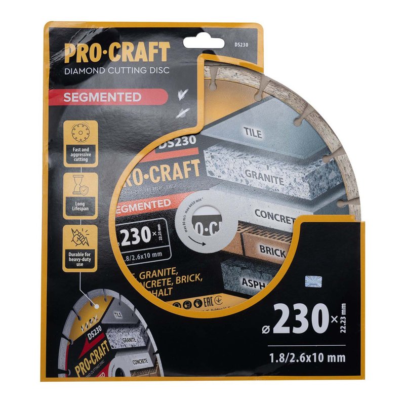 Алмазний диск Procraft DS230 230мм 22,23мм 2.6 мм