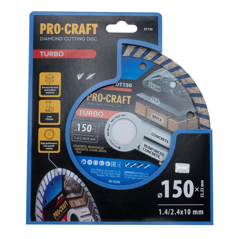 Алмазний диск Procraft DT150 150мм 22,23мм 2.4 мм