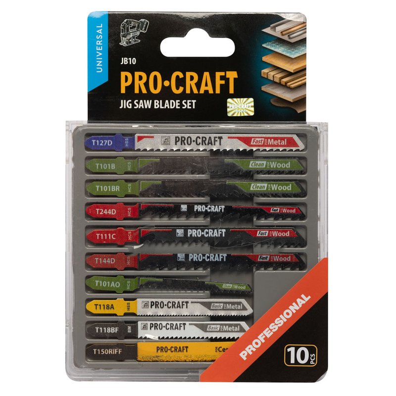 Набір пильних полотен для лобзика Procraft JB10