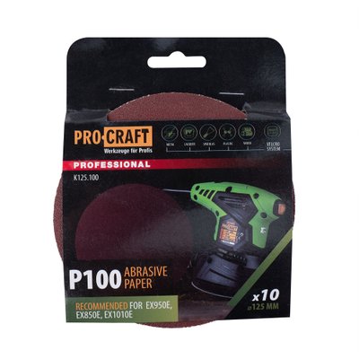 Круг шліфувальний самозачепний Procraft K125.100 UNIVERSAL (набір 10 шт.)