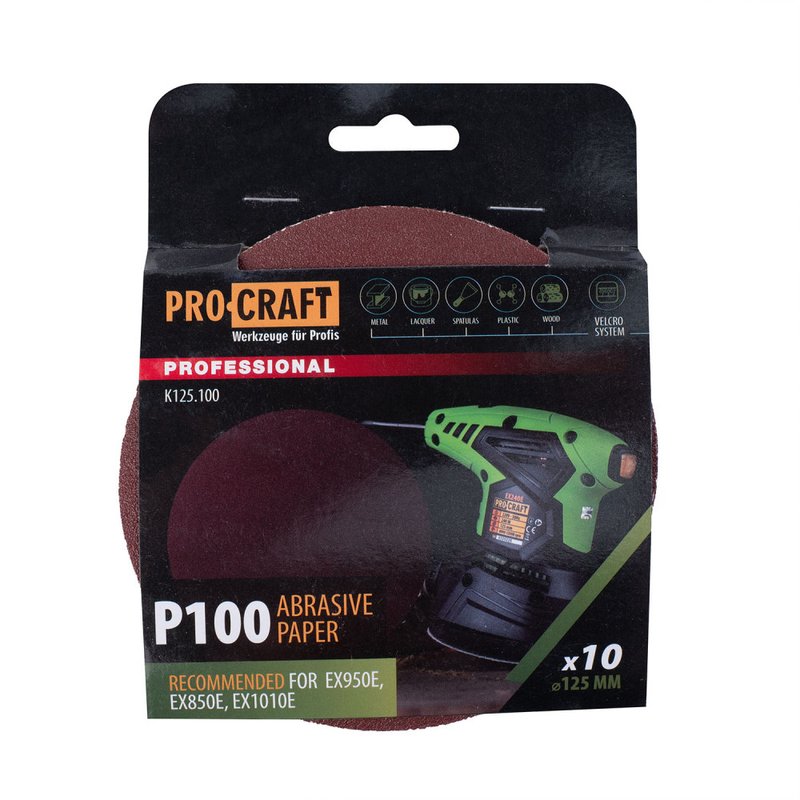 Круг шліфувальний самозачепний Procraft K125.100 UNIVERSAL (набір 10 шт.)