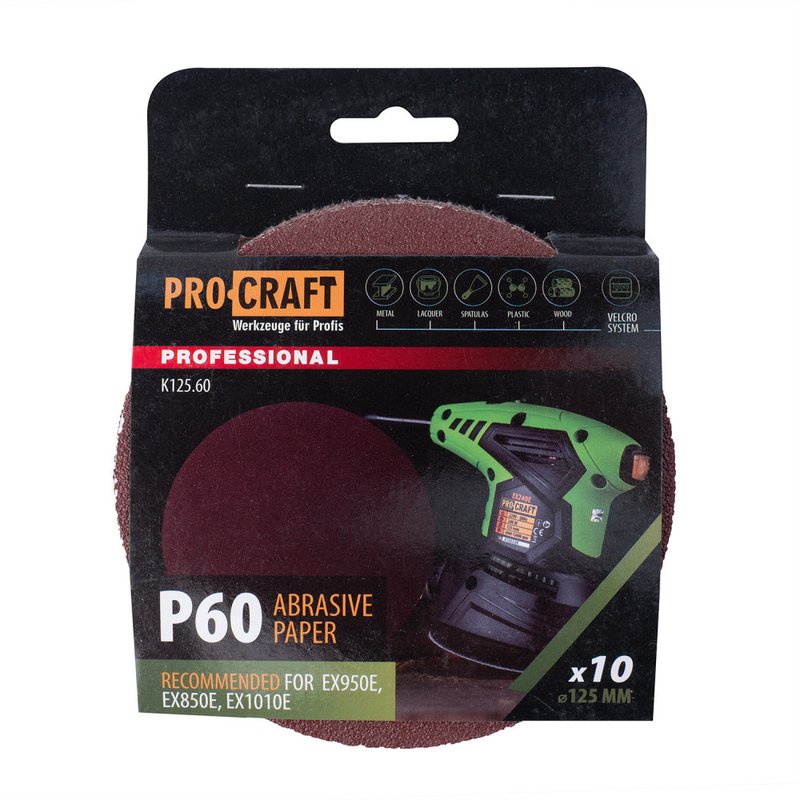Круг шліфувальний самозачепний Procraft K125.60 UNIVERSAL (набір 10 шт.)