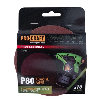 Круг шліфувальний самозачепний Procraft K125.80 UNIVERSAL (набір 10 шт.)