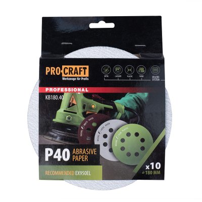 Круг шліфувальний самозачепний Procraft KB180.40 UNIVERSAL (набір 10 шт.) 8 отв.