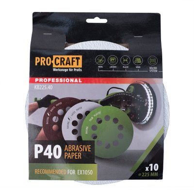 Круг шліфувальний самозачепний Procraft KB225.40 UNIVERSAL (набір 10 шт.) 10 отв.