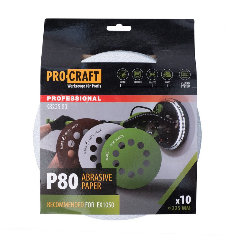 Круг шліфувальний самозачепний Procraft KB225.80 UNIVERSAL (набір 10 шт.) 10 отв.