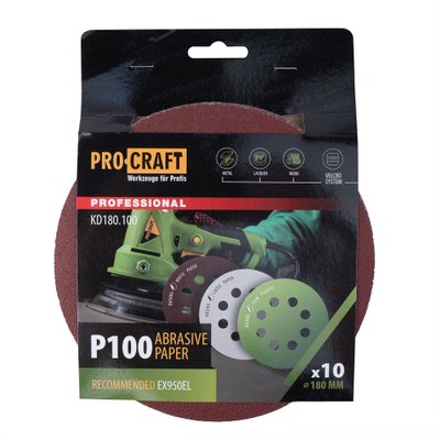 Круг шліфувальний самозачепний Procraft KD180.100 UNIVERSAL (набір 10 шт.) 8 отв.