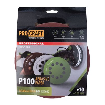 Круг шліфувальний самозачепний Procraft KD225.100 UNIVERSAL (набір 10 шт.) 10 отв.