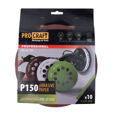 Круг шліфувальний самозачепний Procraft KD225.150 UNIVERSAL (набір 10 шт.) 10 отв.