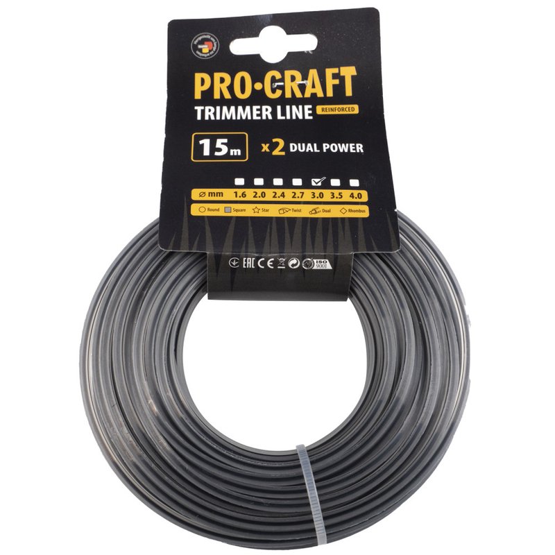 Волосінь з жилою квадрат Procraft 3мм 15м