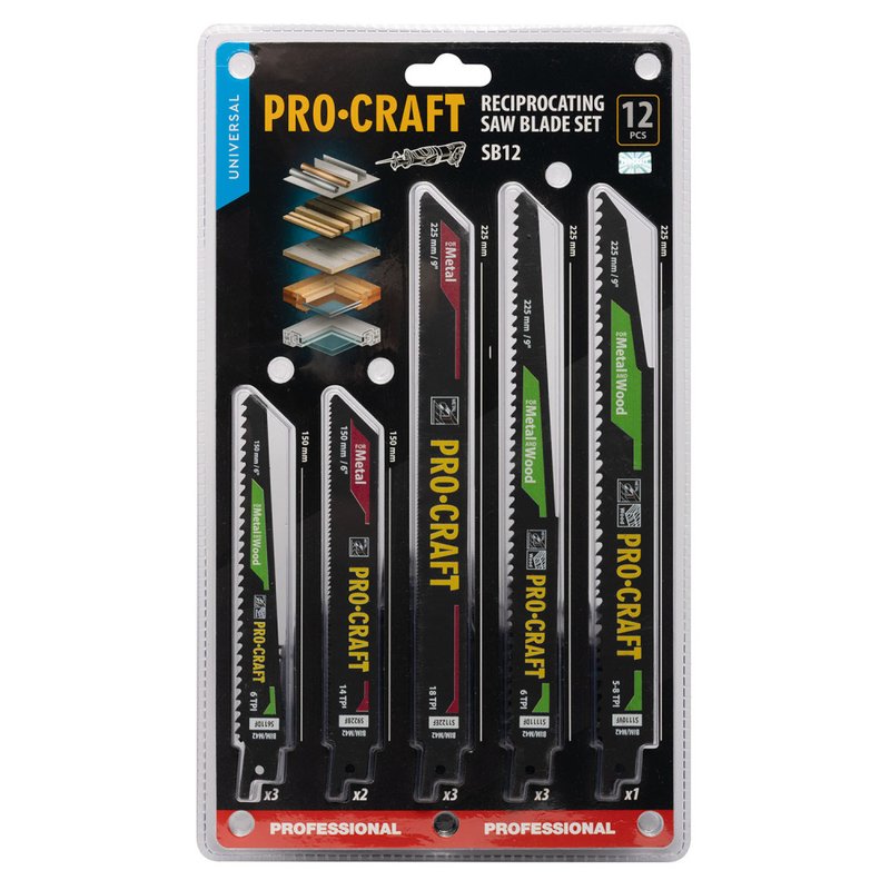 Набір пильних полотен для шабельної пилки Procraft SB12