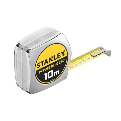 Рулетка вимірювальна Powerlock® довжиною 10 м, шириною 25 мм в хромованому пластмасовому корпусі STANLEY 0-33-442